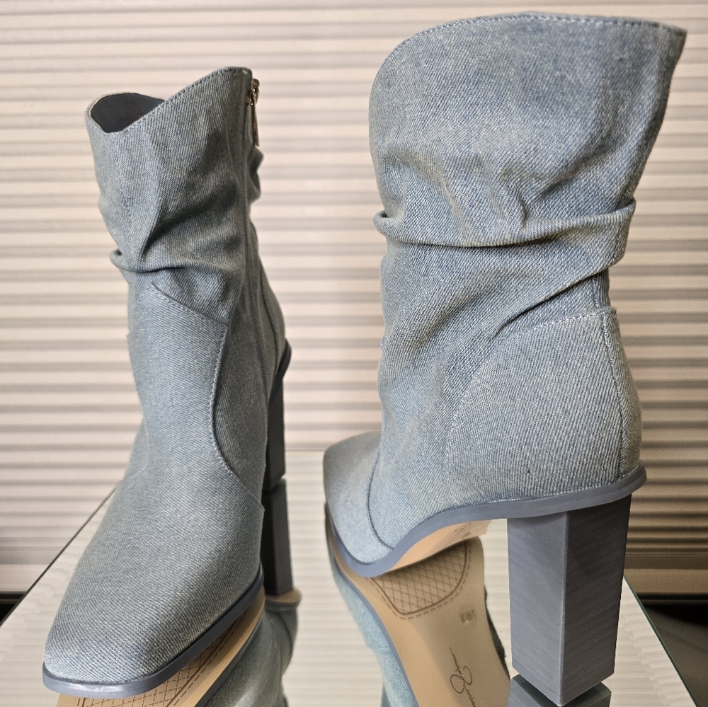 JESSICA SIMPSON MEDIUM BLUE WASH DENIM BOOTS SIZE 7 1/2 M STYLE - JS-ARRLA - Picture 7 of 12
